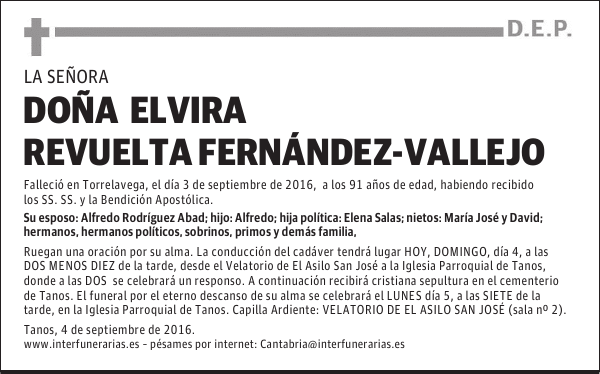 DOÑA ELVIRA REVUELTA FERNÁNDEZ-VALLEJO