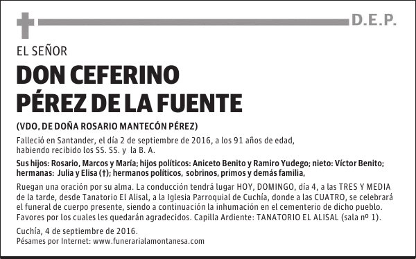 Don Ceferino Pérez de la Fuente