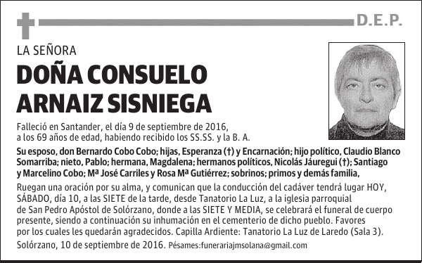 DOÑA CONSUELO ARNAIZ SISNIEGA