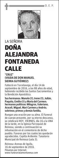 Doña Alejandra Fontaneda Calle