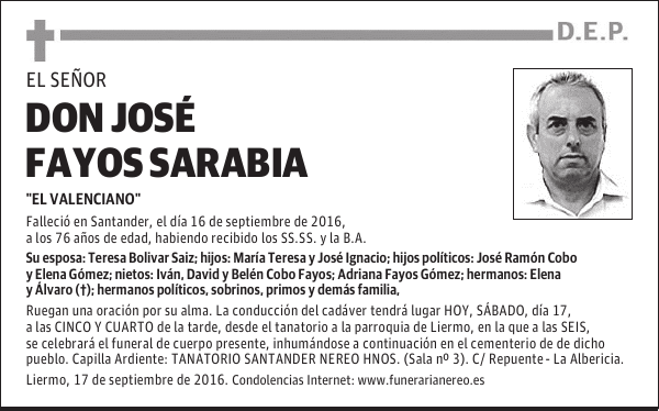 DON JOSÉ FAYOS SARABIA