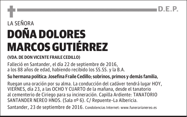 DOÑA DOLORES MARCOS GUTIÉRREZ