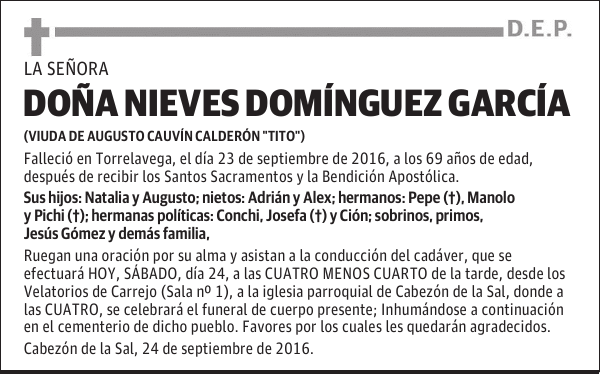 DOÑA NIEVES DOMÍNGUEZ GARCÍA