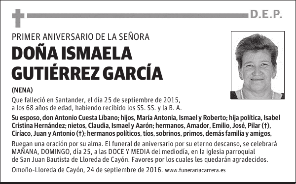 DOÑA ISMAELA GUTIÉRREZ GARCÍA