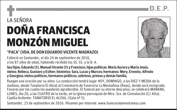 Doña Francisa Monzón Miguel