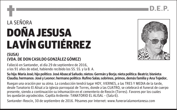 Doña Jesusa Lavín Gutiérrez