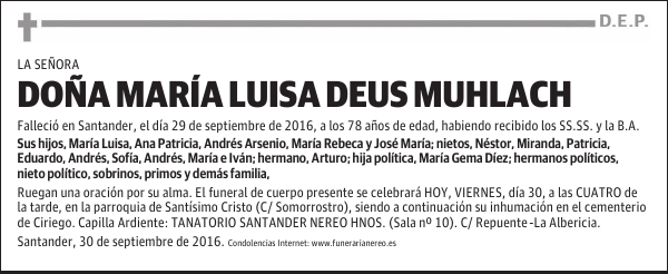 DOÑA MARIA LUISA DEUS MUHLACH