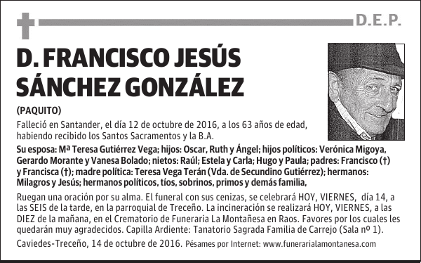 D. FRANCISCO JESÚS SÁNCHEZ GONZÁLEZ