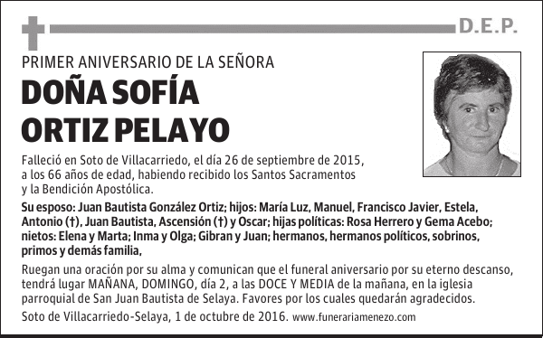 DOÑA SOFÍA ORTIZ PELAYO