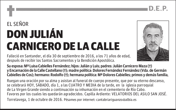 DON JULIÁN CARNICERO DE LA CALLE