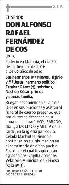 D. Alfonso Rafael Fernández de Cos