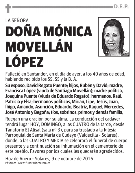 DOÑA MÓNICA MOVELLÁN LÓPEZ