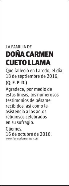 DOÑA CARMEN CUETO LLAMA