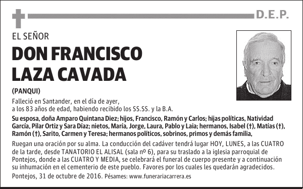 DON FRANCISCO LAZA CAVADA