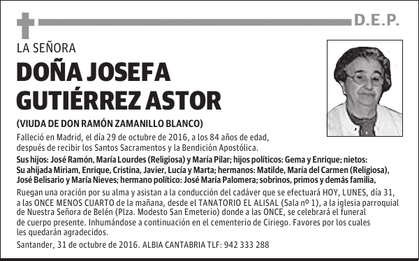 DOÑA JOSEFA GUTIÉRREZ ASTOR