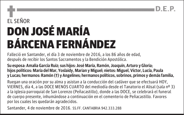 DON JOSÉ MARÍA BARCENA FERNANDEZ