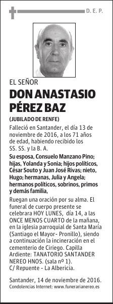 DON ANASTASIO PÉREZ BAZ
