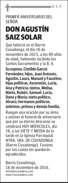 DON AGUSTÍN SAIZ SOLAR