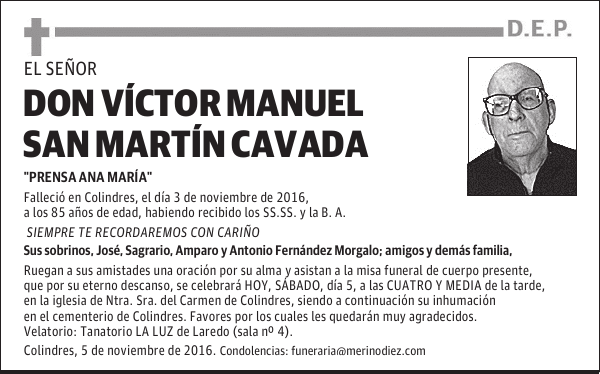 DON VÍCTOR MANUEL SAN MARTÍN CAVADA