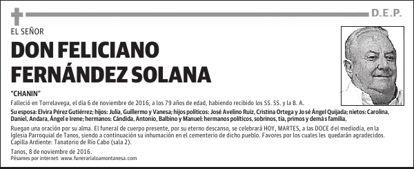 DON FELICIANO FERNÁNDEZ SOLANA