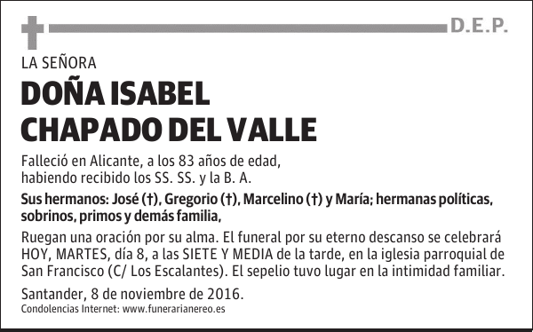 DOÑA ISABEL CHAPADO DEL VALLE