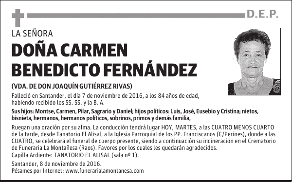 DOÑA CARMEN BENEDICTO FERNÁNDEZ