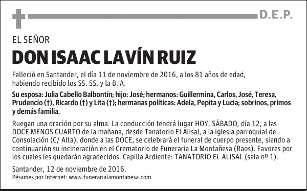 DON ISAAC LAVÍN RUIZ
