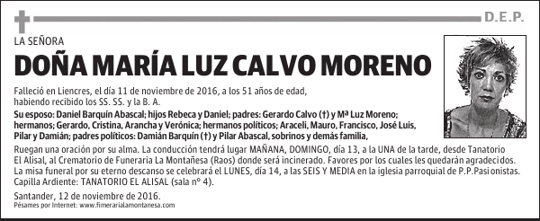 DOÑA MARÍA LUZ CALVO MORENO