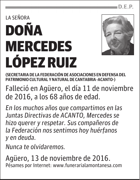 DOÑA MERCEDES LÓPEZ RUIZ