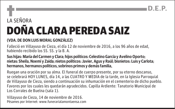 DOÑA CLARA PEREDA SAIZ
