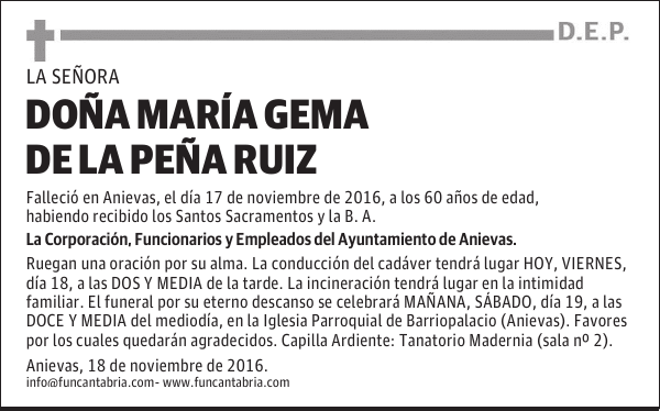 Doña María Gema de la Peña Ruiz