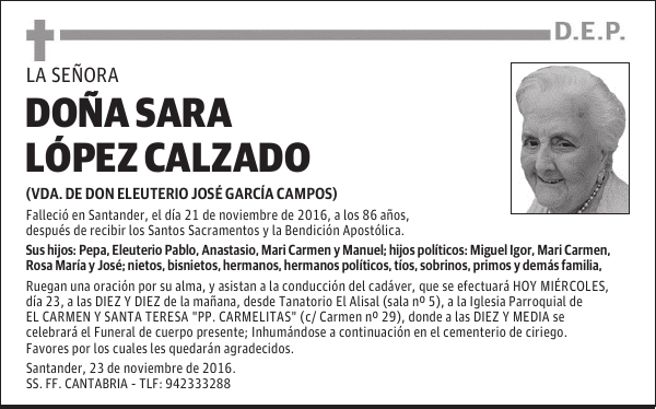 DOÑA SARA LÓPEZ CALZADO