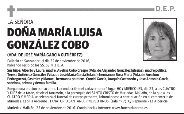 DOÑA MARÍA LUISA GONZÁLEZ COBO