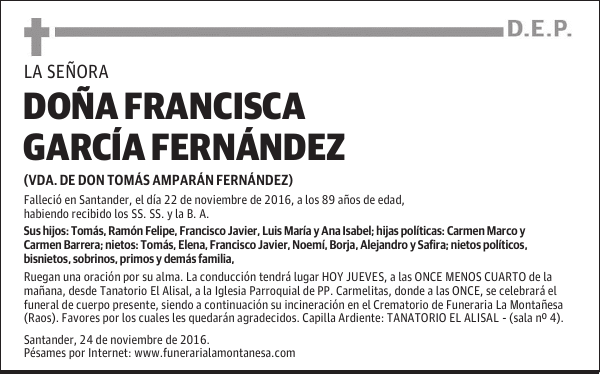 DOÑA FRANCISCA GARCÍA FERNÁNDEZ