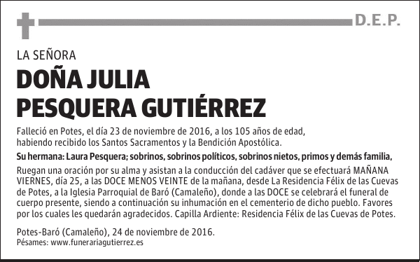 DOÑA JULIA PESQUERA GUTIÉRREZ