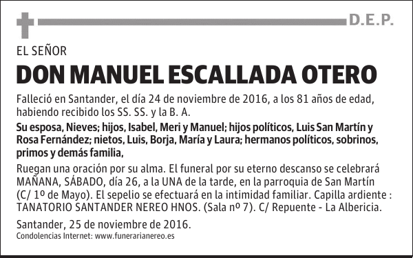 DON MANUEL ESCALLADA OTERO