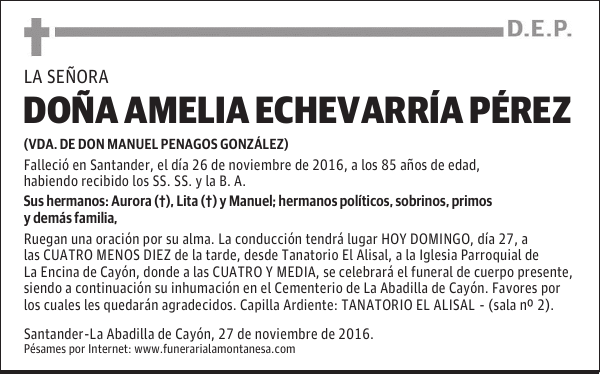 DOÑA AMELIA ECHEVARRÍA PÉREZ