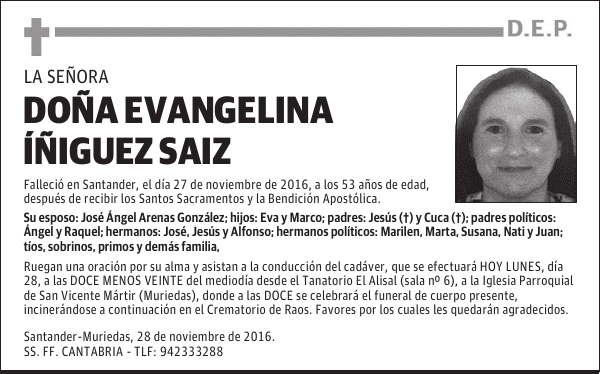 DOÑA EVANGELINA ÍÑIGUEZ SAIZ