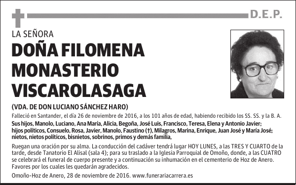DOÑA FILOMENA MONASTERIO VISCAROLASAGA