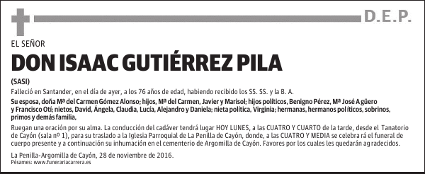 DON ISAAC GUTIÉRREZ PILA