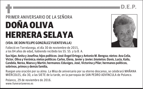 DOÑA OLIVA HERRERA SELAYA