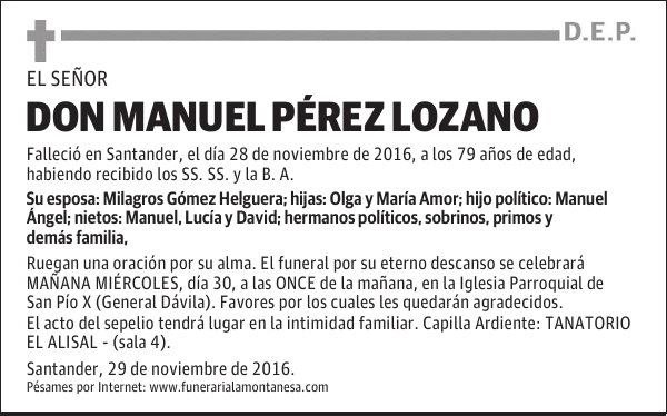 DON MANUEL PÉREZ LOZANO