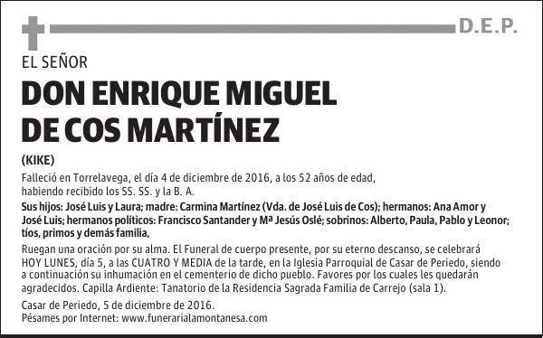 DON ENRIQUE MIGUEL DE COS MARTÍNEZ