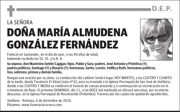 DOÑA MARÍA ALMUDENA GONZÁLEZ FERNÁNDEZ