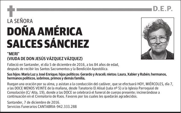 DOÑA AMÉRICA SALCES SÁNCHEZ