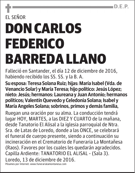 DON CARLOS FEDERICO BARREDA LLANO
