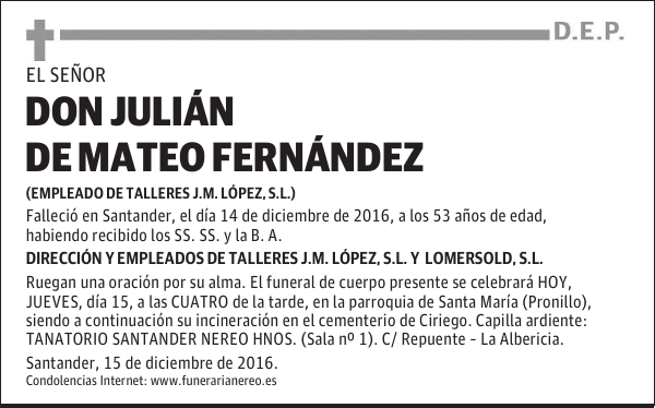 DON JULIÁN DE MATEO FERNÁNDEZ