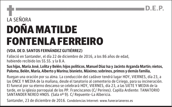 DOÑA MATILDE FONTENLA FERREIRO