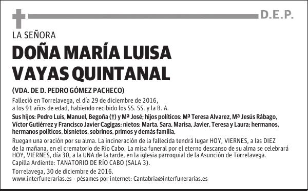 Dº. Mº LUISA VAYAS QUINTANAL