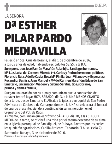 Dª ESTHER PILAR PARDO MEDIAVILLA